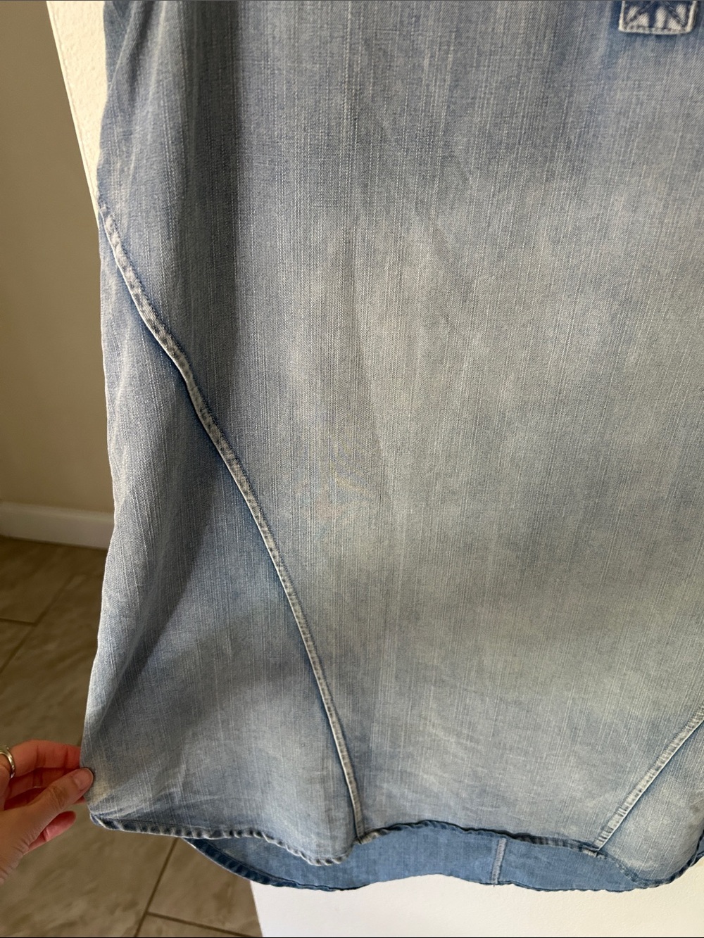 Cupshe Everyday Denim v neck boho western cotton pop over Mini Dress L - Picture 5 of 11